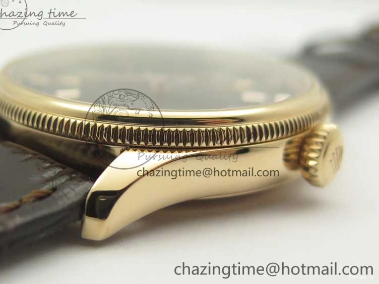 1222 Tailored Cellini Time 50509 RG MKF Best Edition Black Dial Roman Marker on Brown Leather Strap A3132 V 3406